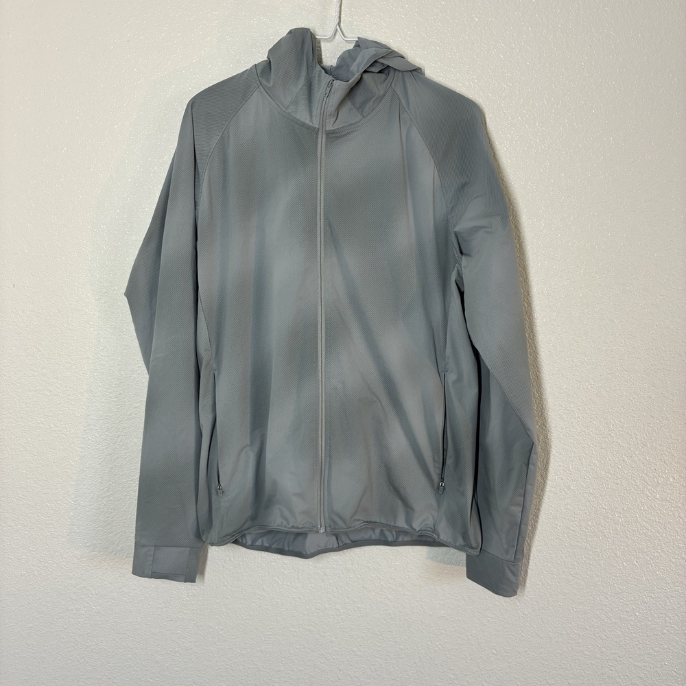 Uniqlo Dry-EX Windbreaker Jacket Mens Large Gray Hooded Full Zip Running Gym